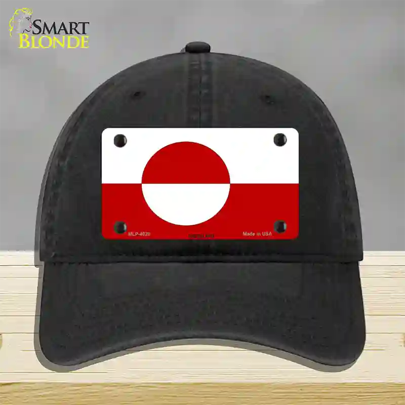 Greenland Flag Novelty License Plate Hat Unconstructed Cotton / Black