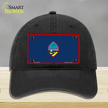 Guam Flag Novelty License Plate Hat Tag Unconstructed Cotton / Black