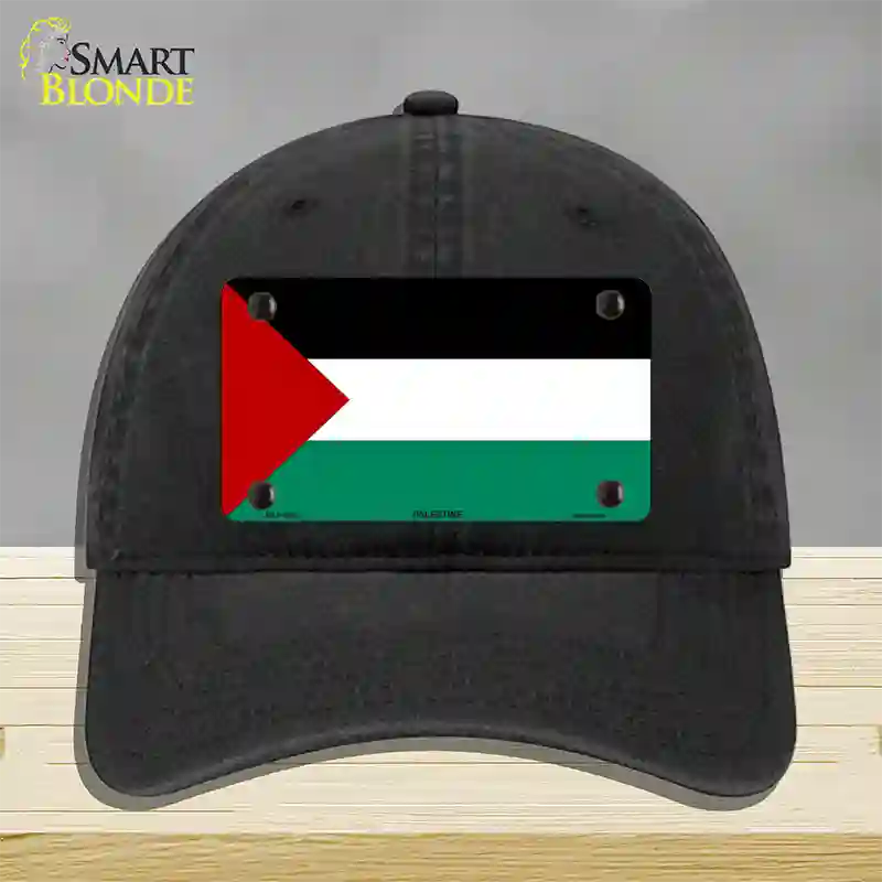 Palestine Country Flag Novelty License Plate Hat Unconstructed Cotton / Black