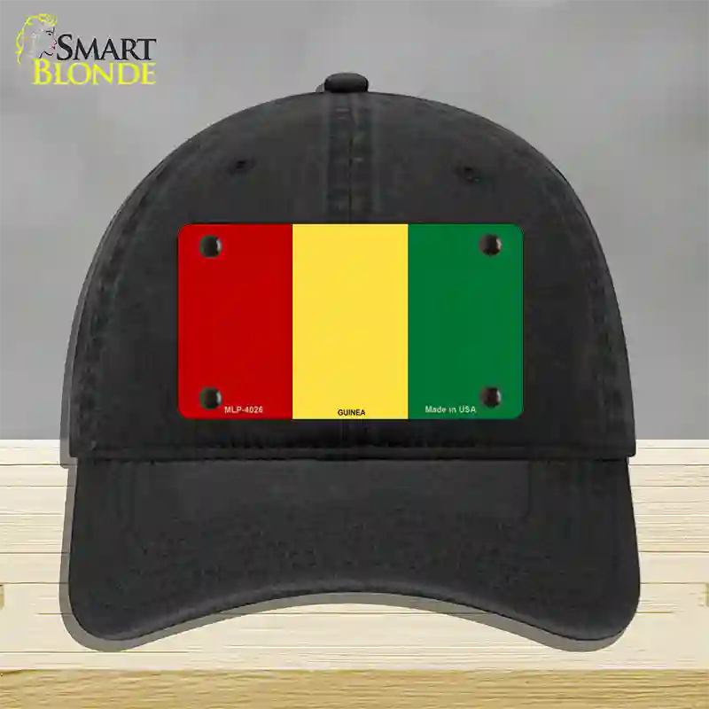 Guinea Flag Novelty License Plate Hat Unconstructed Cotton / Black