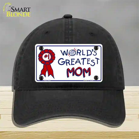 Worlds Greatest Mom Novelty License Plate Hat Unconstructed Cotton / Black