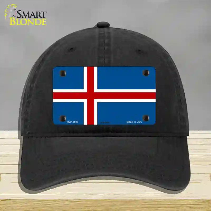 Iceland Flag Novelty License Plate Hat Unconstructed Cotton / Black