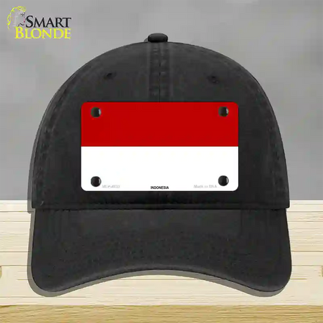 Indonesia Flag Novelty License Plate Hat Unconstructed Cotton / Black