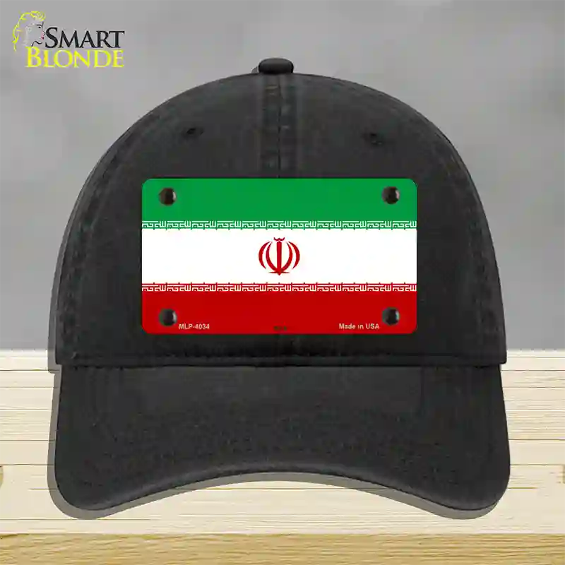 Iran Flag Novelty License Plate Hat Unconstructed Cotton / Black