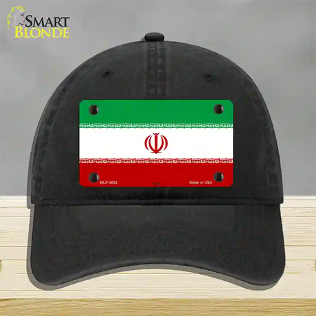 Iran Flag Novelty License Plate Hat Unconstructed Cotton / Black