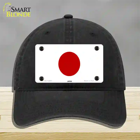 Japan Flag Novelty License Plate Hat Unconstructed Cotton / Black