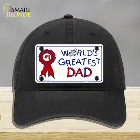 Worlds Greatest Dad Novelty License Plate Hat Unconstructed Cotton / Black