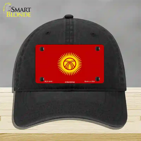 Kyrgyzsyan Flag Novelty License Plate Hat Unconstructed Cotton / Black