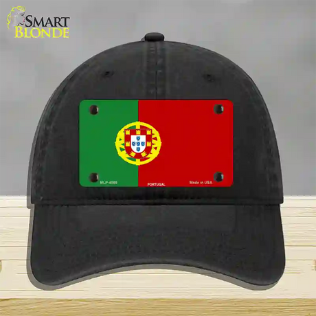 Portugal Flag Novelty License Plate Hat Unconstructed Cotton / Black