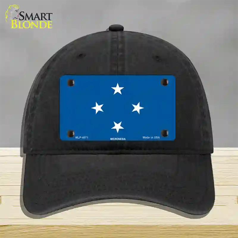 Micronesia Flag Novelty License Plate Hat Unconstructed Cotton / Black