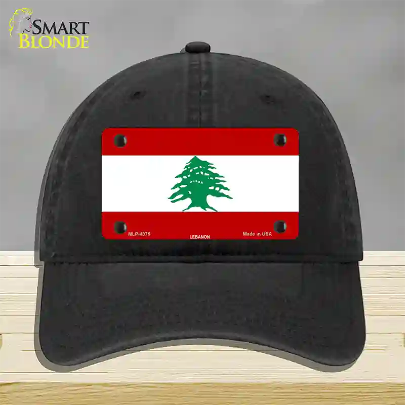 Lebanon Flag Novelty License Plate Hat Unconstructed Cotton / Black