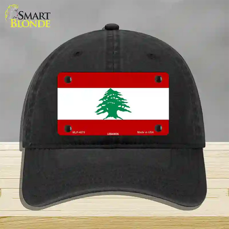 Lebanon Flag Novelty License Plate Hat Unconstructed Cotton / Black