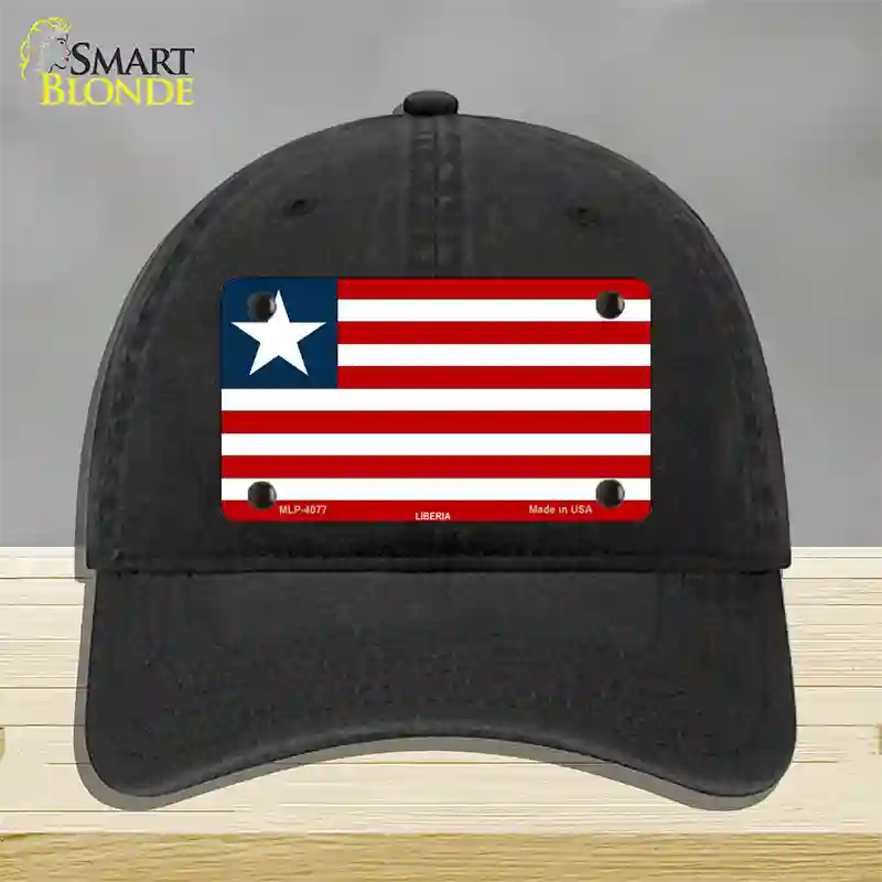 Liberia Flag Novelty License Plate Hat Unconstructed Cotton / Black