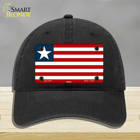 Liberia Flag Novelty License Plate Hat Unconstructed Cotton / Black