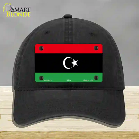 Libya Flag Novelty License Plate Hat Unconstructed Cotton / Black