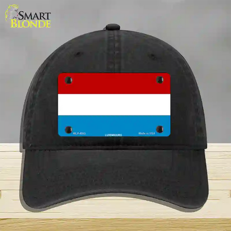 Luxembourg Flag Novelty License Plate Hat Unconstructed Cotton / Black