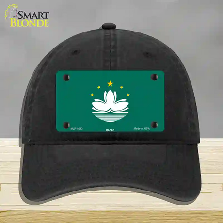 Macao Flag Novelty License Plate Hat Unconstructed Cotton / Black