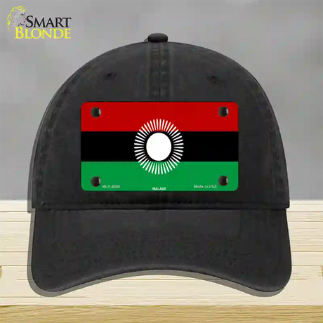 Malawi Flag Novelty License Plate Hat Unconstructed Cotton / Black