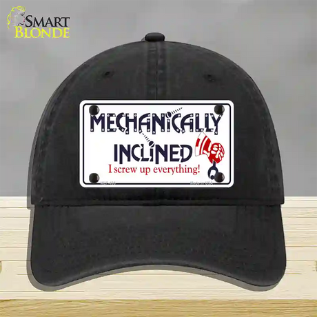 Mechanically Inclined Novelty License Plate Hat Unconstructed Cotton / Black