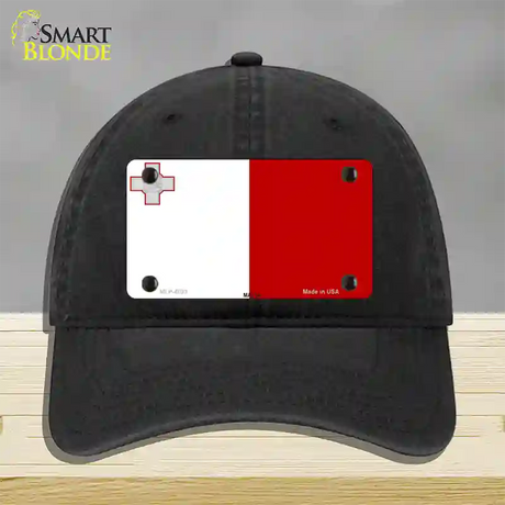 Malta Flag Novelty License Plate Hat Unconstructed Cotton / Black