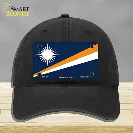 Marshall Islands Flag Novelty License Plate Hat Unconstructed Cotton / Black