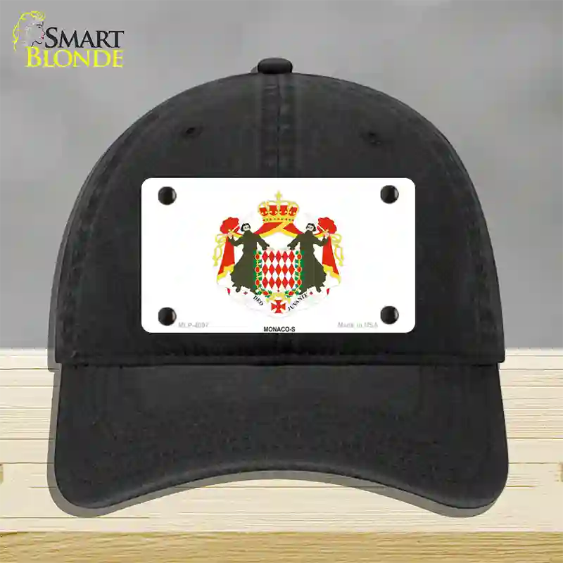 Monaco-S Flag Novelty License Plate Hat Unconstructed Cotton / Black