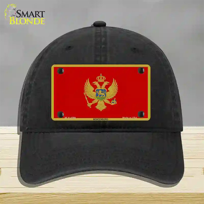 Montenegro Flag Novelty License Plate Hat Unconstructed Cotton / Black