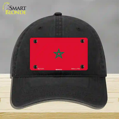 Morocco Flag Novelty License Plate Hat Unconstructed Cotton / Black