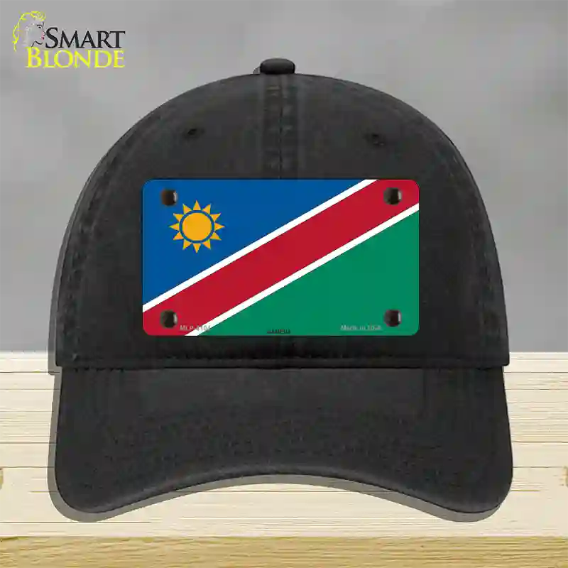 Namibia Flag Novelty License Plate Hat Unconstructed Cotton / Black