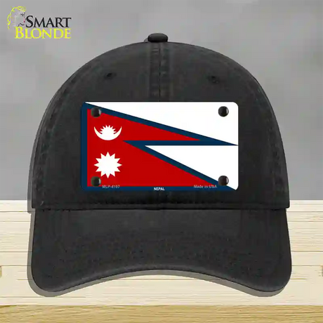 Nepal Flag Novelty License Plate Hat Unconstructed Cotton / Black