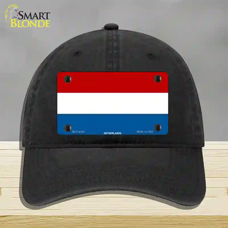 Netherlands Flag Novelty License Plate Hat Unconstructed Cotton / Black