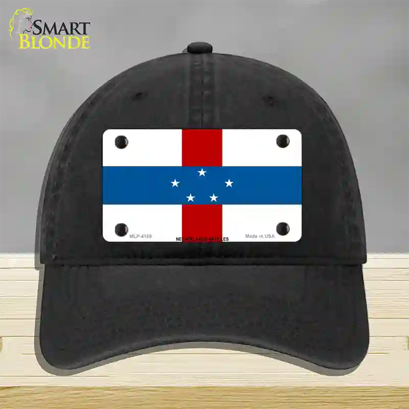 Netherlands Antilles Flag Novelty License Plate Hat Unconstructed Cotton / Black