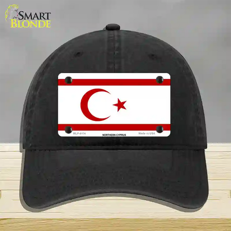 Northern Cyprus Flag Novelty License Plate Hat Unconstructed Cotton / Black