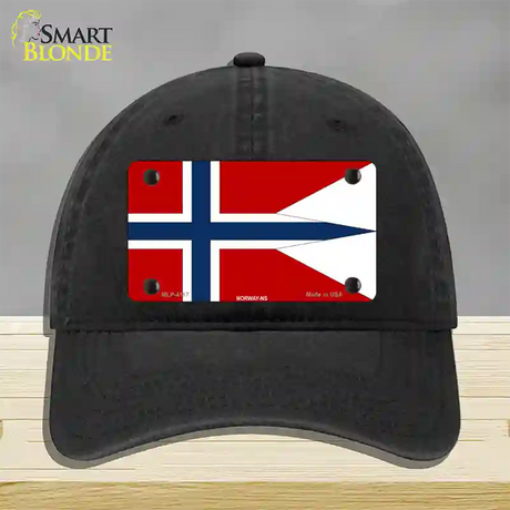 Norway-NS Flag Novelty License Plate Hat Unconstructed Cotton / Black