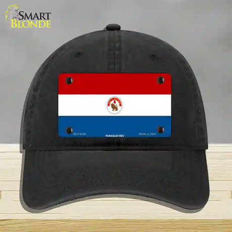 Paraguay-REV Flag Novelty License Plate Hat Unconstructed Cotton / Black