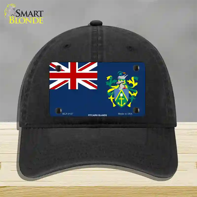 Pitcairn Islands Flag Novelty License Plate Hat Unconstructed Cotton / Black