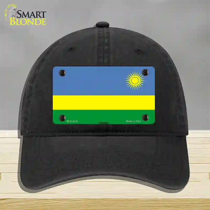 Rwanda Flag Novelty License Plate Hat Unconstructed Cotton / Black