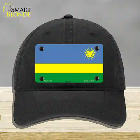 Rwanda Flag Novelty License Plate Hat Unconstructed Cotton / Black