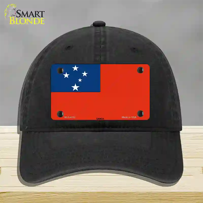 Samoa Flag Novelty License Plate Hat Unconstructed Cotton / Black