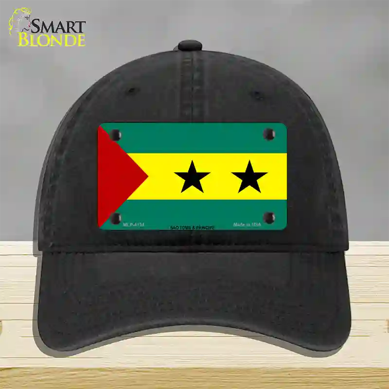 Sao Tome And Principe Flag Novelty License Plate Hat Unconstructed Cotton / Black