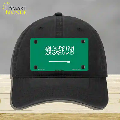 Saudi Arabia Flag Novelty License Plate Hat Unconstructed Cotton / Black