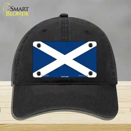 Scotland Flag Novelty License Plate Hat Unconstructed Cotton / Black