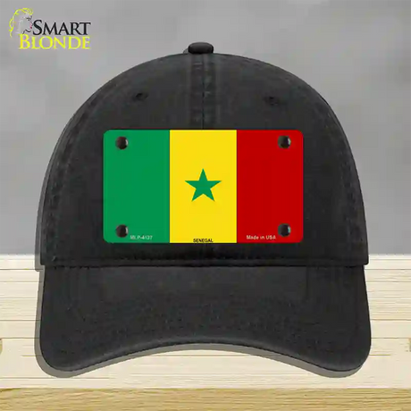 Senegal Flag Novelty License Plate Hat Unconstructed Cotton / Black