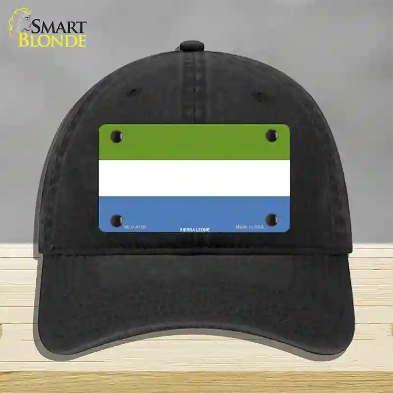 Sierra Leone Flag Novelty License Plate Hat Unconstructed Cotton / Black