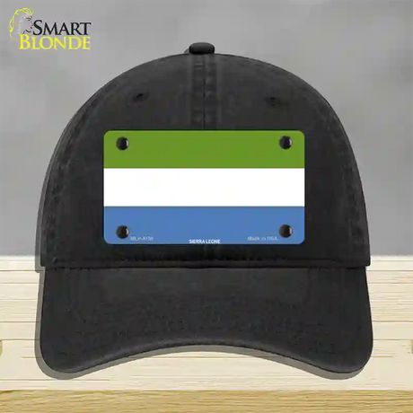 Sierra Leone Flag Novelty License Plate Hat Unconstructed Cotton / Black