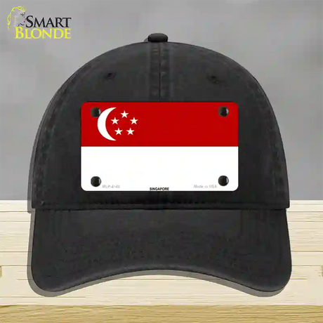 Singapore Flag Novelty License Plate Hat Unconstructed Cotton / Black