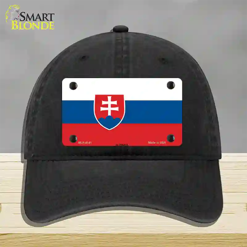 Slovakia Flag Novelty License Plate Hat Unconstructed Cotton / Black