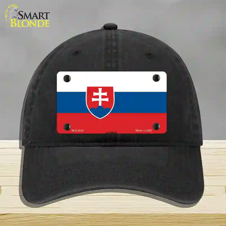 Slovakia Flag Novelty License Plate Hat Unconstructed Cotton / Black