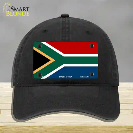 South Africa Flag Novelty License Plate Hat Unconstructed Cotton / Black