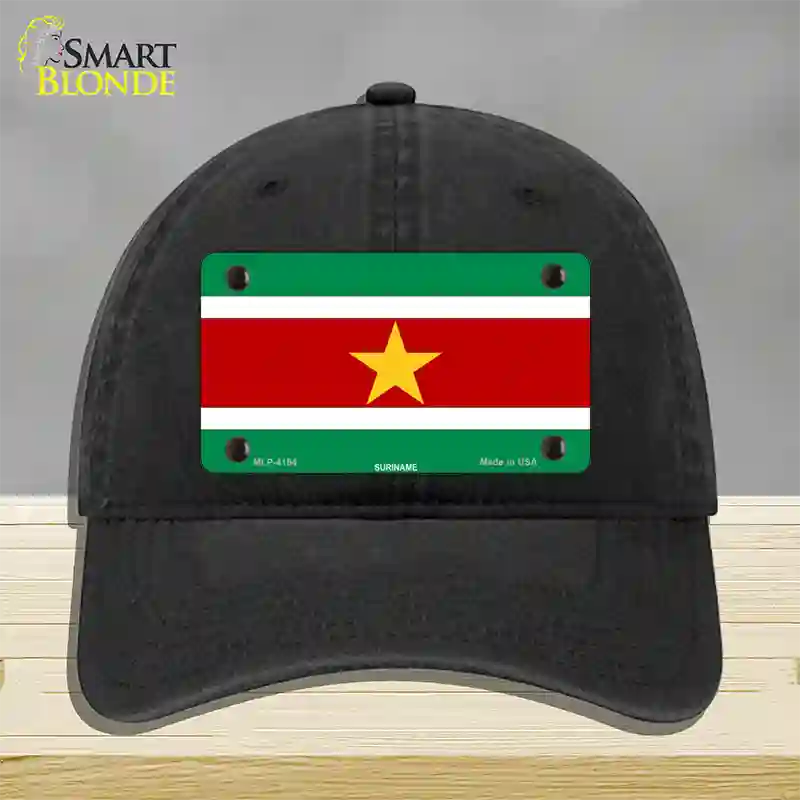 Suriname Flag Novelty License Plate Hat Unconstructed Cotton / Black